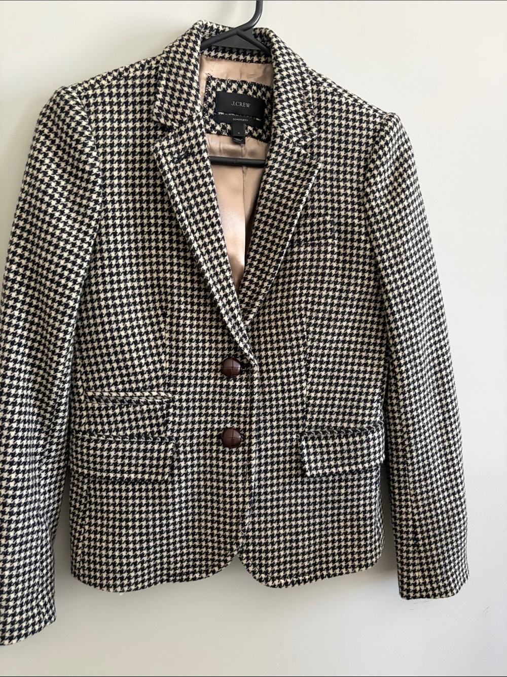 J. Crew Black and White Houndstooth Blazer